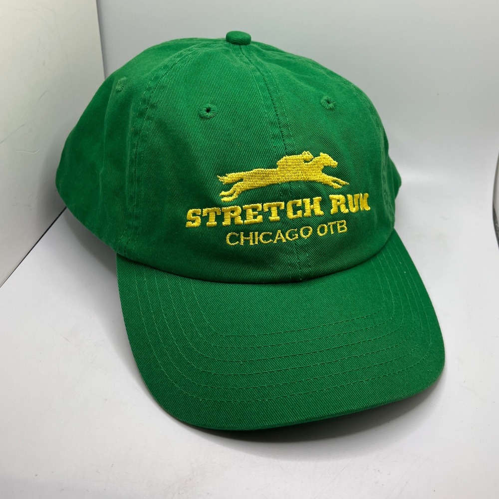 Vintage Stretch Run‎ Chicago OTB Green Baseball Cap Hat Horse Racing Adjustable